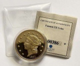 2003 American Mint 1861 Double Eagle $20 24kt Gold Plated Proof Replica