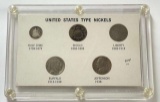 1841-1958 U.S. Type Nickel Collection (5-coins)