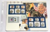 1991 U.S. Uncirculated Coin Mint Set Commemorative Collection Album Page (10-coins)