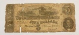 1864 Confederate States of America $5 Bank Note