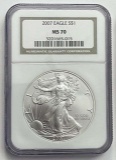 2007 American Silver Eagle .999 Fine NGC MS70