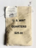 2009 U.S. Mint Sewn Bag D.C. & U.S. Territories American Samoa Quarters $25 (100-coins)