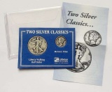 1945 Walking Liberty Silver Half Dollar & 1943 Mercury Silver Dime