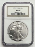 1997 American Silver Eagle .999 Fine NGC MS69