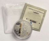 2010 American Mint Statue of Liberty Proof Silver Plated with Spot Gold Medal