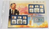 1988 U.S. Uncirculated Coin Mint Set Commemorative Collection Album Page (10-coins)