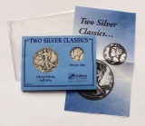 1943 Walking Liberty Silver Half Dollar & 1944 Mercury Silver Dime