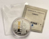 2010 American Mint Statue of Liberty Proof Silver Plated with Spot Gold Medal