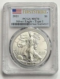 2021 American Silver Eagle .999 Fine Type-1 PCGS MS70 First Strike