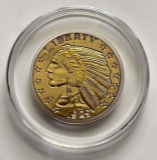 1929 Indian Head Eagle Gold Layered $5 Replica