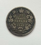 1902 Canada 25 Cents Silver Coin