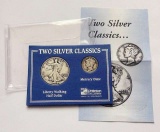 1942-S Walking Liberty Silver Half Dollar & 1928-D Mercury Silver Dime