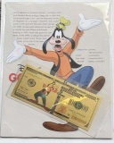 Walt Disney Goofy 24kt Gold Foil Collectible Novelty 1000000 Banknote *Sealed*