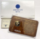 2009 American Mint 1848 Gold Quarter Eagle 24kt Layered Proof Replica
