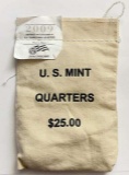 2009 U.S. Mint Sewn Bag D.C. & U.S. Territories Puerto Rico Quarters $25 (100-coins)