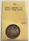 1873 Seated Liberty Silver Half Dollar W/ Arrows