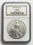 1999 American Silver Eagle .999 Fine NGC MS69