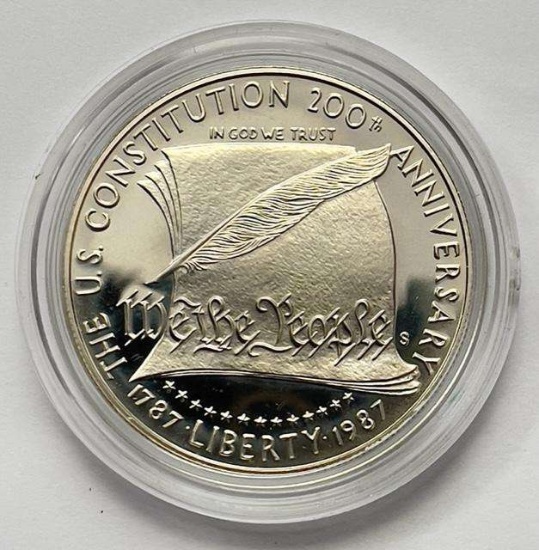 1987 U.S. Constitution Commemorative Proof Silver Dollar in Capsule