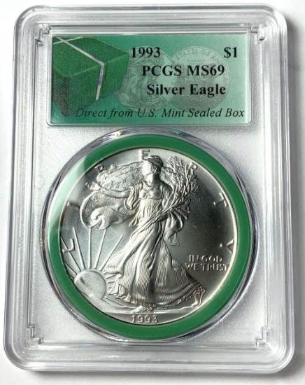 1993 American Silver Eagle PCGS MS69 Direct From U.S. Mint Sealed Box
