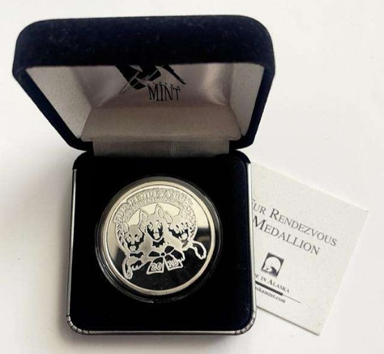 2018 Alaska Mint Fur Rendezvous 1 ozt Proof Silver Medallion