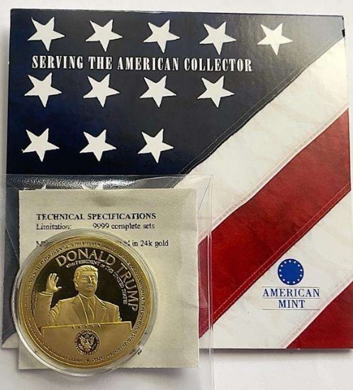2016 American Mint Speeches of Donald Trump 24kt Gold Layered Proof Coin