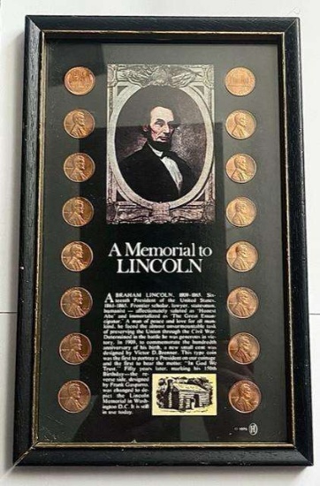 6.5"x10.5" Framed Commemorative Memorial to Lincoln - 1958-1973 Lincoln Cents (16-coins)