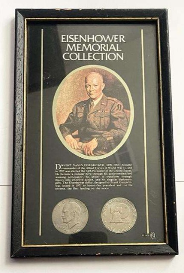 6.5"x10.5" Framed Commemorative Eisenhower Memorial Collection (2-coins)