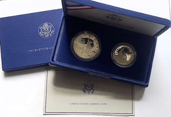 1986 U.S. Mint Statue of Liberty Proof Silver Dollar Commemorative Set (2-coins)