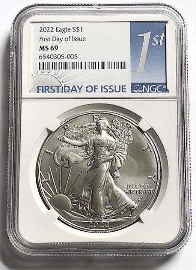 2022 American Silver Eagle NGC MS69 First Day of Issue