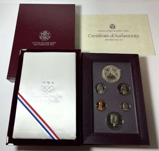 1988 US Mint Prestige 6-coin Proof Set with Box & COA