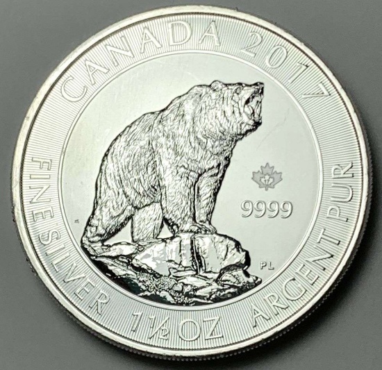 2017 Canada $8 Grizzly Bear 1.5 ozt .9999 Silver