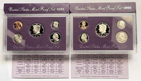 (2) 1993 U.S. Mint Proof Sets (10-coins)