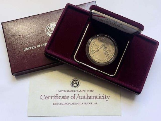 1988 U.S. Mint Olympics Commemorative UNC Silver Dollar