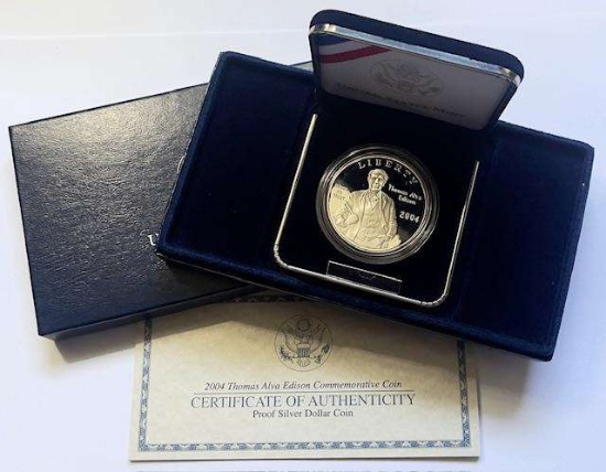 2004 U.S. Mint Thomas Alva Edison Commemorative Proof Silver Dollar