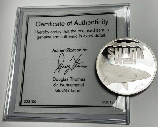 2016 Shark Week Discovery Channel 1 ozt .999 Silver