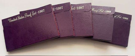 (2) 1987 U.S. Mint Proof Sets (3) 1988 U.S. Mint Proof Sets  (30-coins) 5-Sets