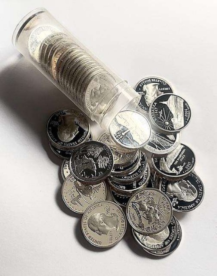 Roll (40-coins) Proof 90% Silver Cameo Stunning Mixed State Quarters