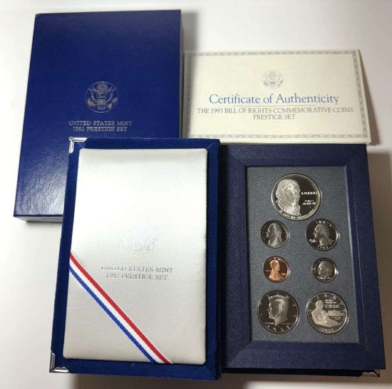 1993-S US Mint Prestige 7-coin Proof Set with Box & COA