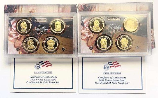 2008-2009 U.S. Mint Presidential Proof Dollar Collections (8-coins)