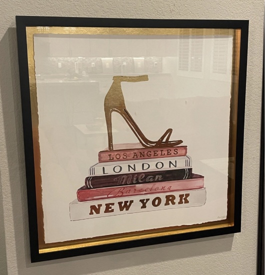 24X24 MODERN LONDON , NEW YORK, PARIS INSPIRED PRINT FRAMED SHOES