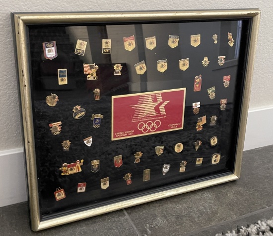 1984 OLYMPIC GAMES LOS ANGELES FRAMED PIN COLLECTION FOR VIP'S