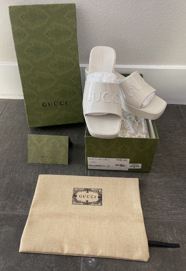 BRAND NEW WOMENS GUCCI WHITE RUBBER PLATOFRM SHOES SIZE 6