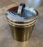 POLISHED SILVER COFFEE GROUNDS OR FOOD STORAGE CONTAINER