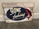 GONE FISHING WOOD SIGN