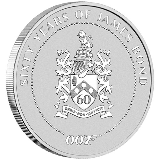 2022 1 oz Tuvalu Silver James Bond Family Crest Coin (BU)
