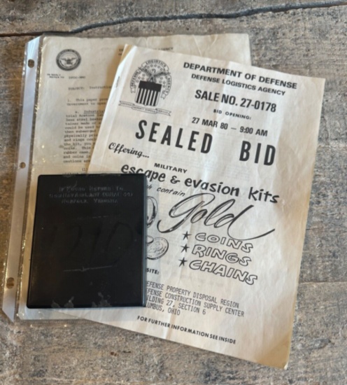 WW2 AMERICAN ESCAPE & EVASION KIT 5 GOLD COINS + 3 RINGS VERIFIED CONTENTS RARE