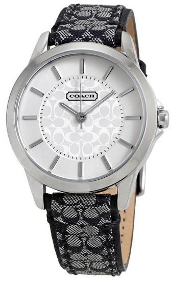 Coach 14501524 Signature Silver Dial Leather Strap Women's Watch
