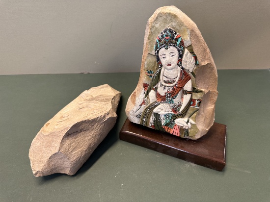 Stone ART painted sculptures rock by Donna Alfano 1979