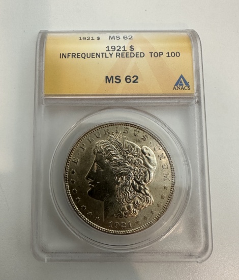 1921 $1 INFREQUENTLY REEDED TOP 100 MS 62