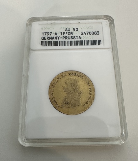 AU50 1797-A 1F'OR GERMANY PRUSSIA GOLD COIN